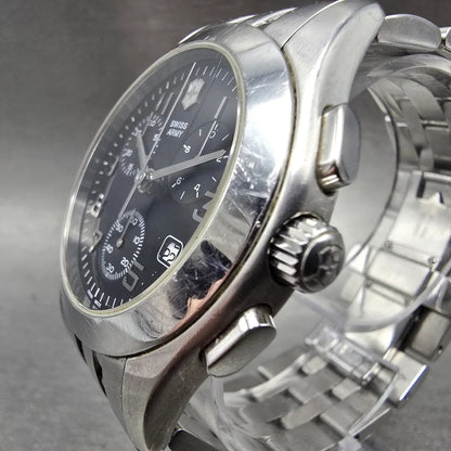 Victorinox Swiss Army Alliance Chronograph Watch Men 40mm Black Dial Steel Runs2