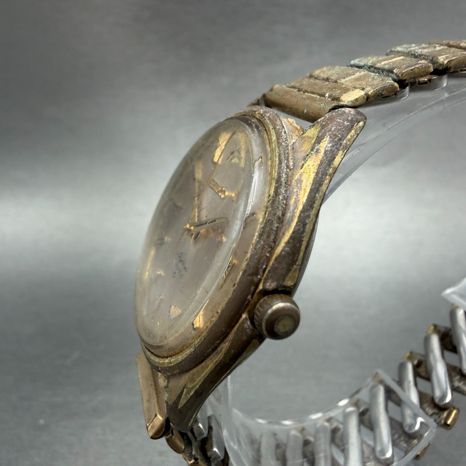 Seiko Sky Liner Watch Men 36mm Champagne Dial Gold Tone Manual 6102-8000 PARTS3