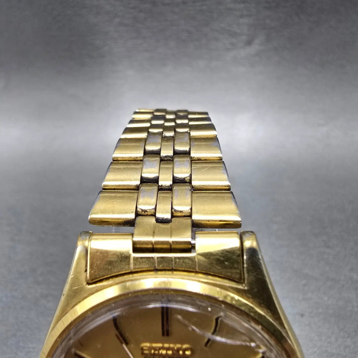Seiko SQ Watch Men 34mm Gold Dial Gold Daydate 5H23 Movement 5H23-7009 JP PARTS5