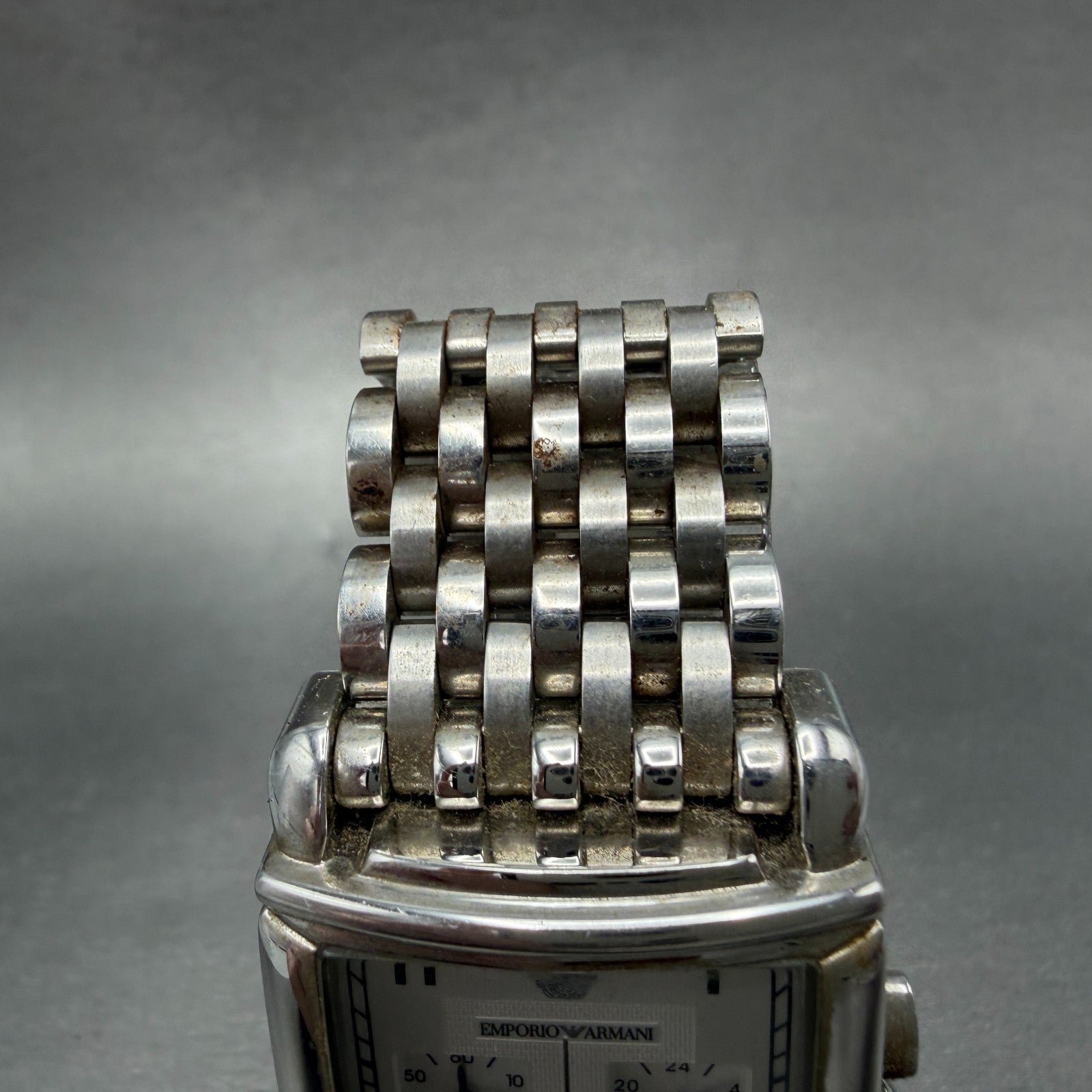 Emporio Armani Chronograph Watch Men 30mm Silver Dial Steel Date AR-0294 NewBatt4