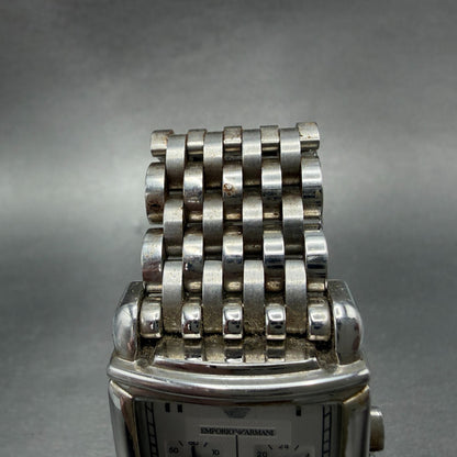 Emporio Armani Chronograph Watch Men 30mm Silver Dial Steel Date AR-0294 NewBatt4