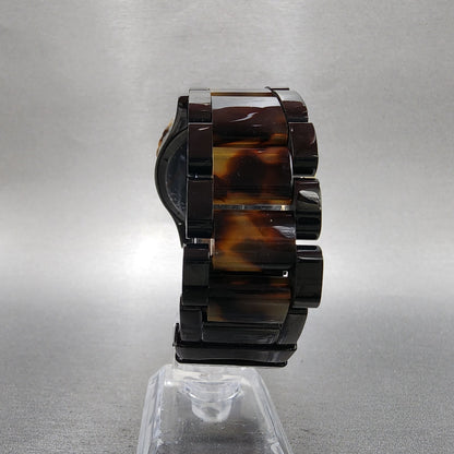 Nixon 4220 Chrono Watch Women 42mm Black Dial Black Tortoise Date New Battery9