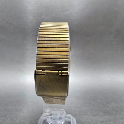 Seiko Tank Watch Men 26mm Gold Dial Gold Tone Rectangle 5Y95-5000 New Battery DF7