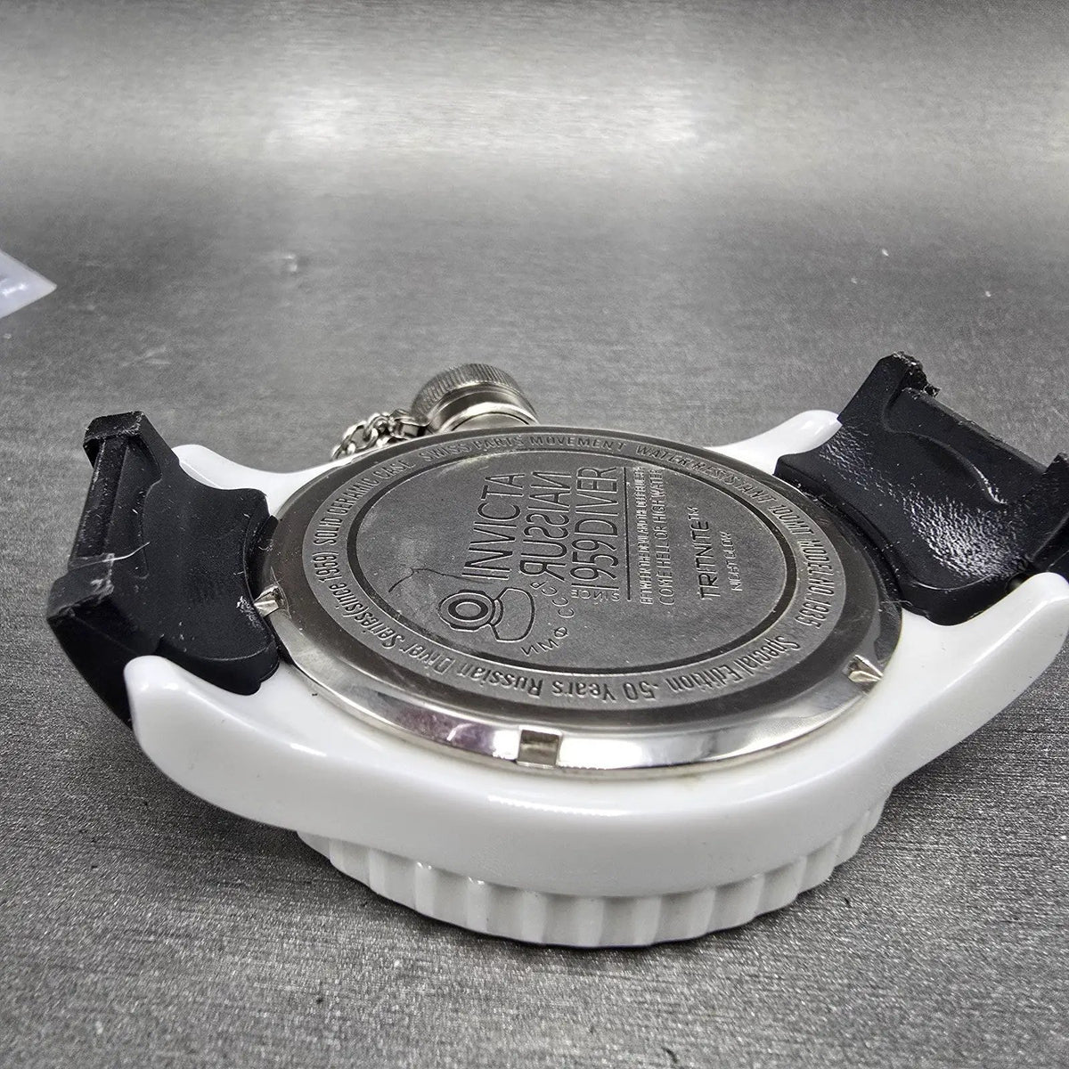 Invicta Russian Diver Watch Men 51mm Black Dial White Ceramic Round 1935 New Bat7