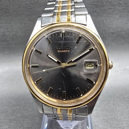 Seiko Watch Men 35mm Gray Dial Two Tone Date Round 7N42-8A30 New Battery JP0