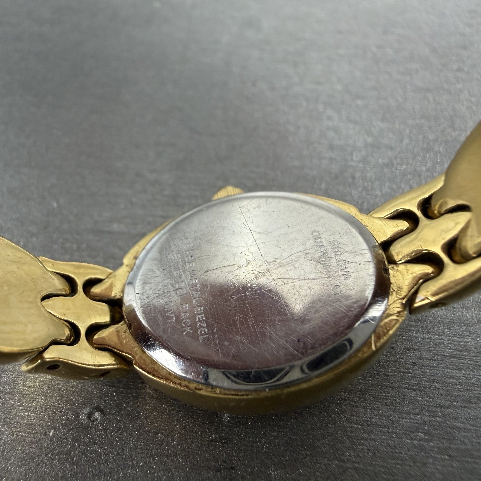 Bulova Watch Women 17mm Gold Dial Gold Tone Oval 97S77 New Battery9