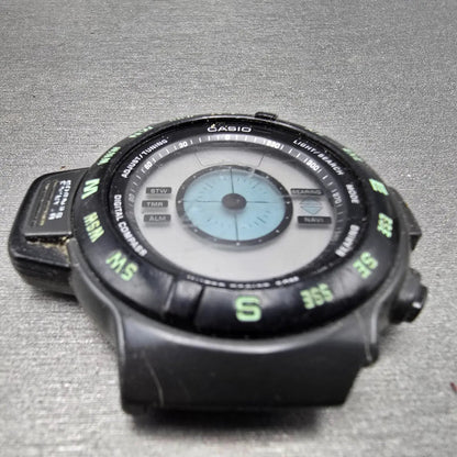 Casio CPW-100 Watch Men 42mm Black Compass Digital Round Vintage PARTS VTG3