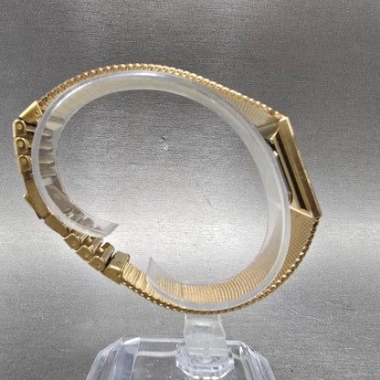 Longines Tank Watch Women 21mm Gold Dial Gold Tone Rectangle New Battery VTG9