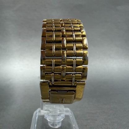 Bulova Tank Watch Men 24mm Black Dial Gold Tone Rectangle 97D11 New Battery VTG7