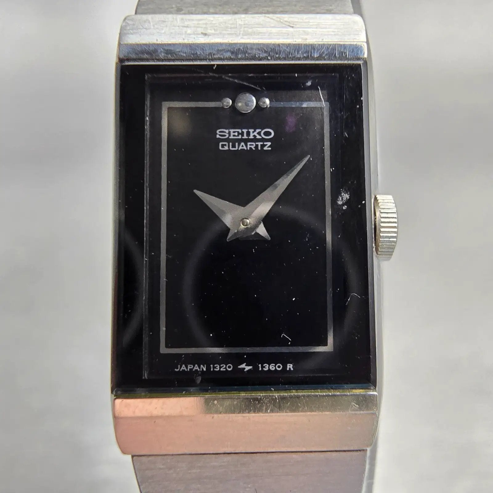 Seiko Watch Women 13mm Black Dial Silver Tone Rectangle 1320-6030 New Battery1