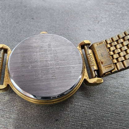 Seiko Watch Women 22mm White Dial Gold Tone Round 4n21-0052 New Battery