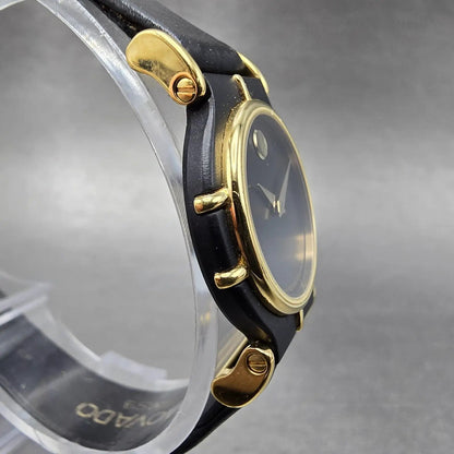 Movado Delphino Watch Women 23mm Black Dial Black & Gold Tone 80-24-822N New Bat3