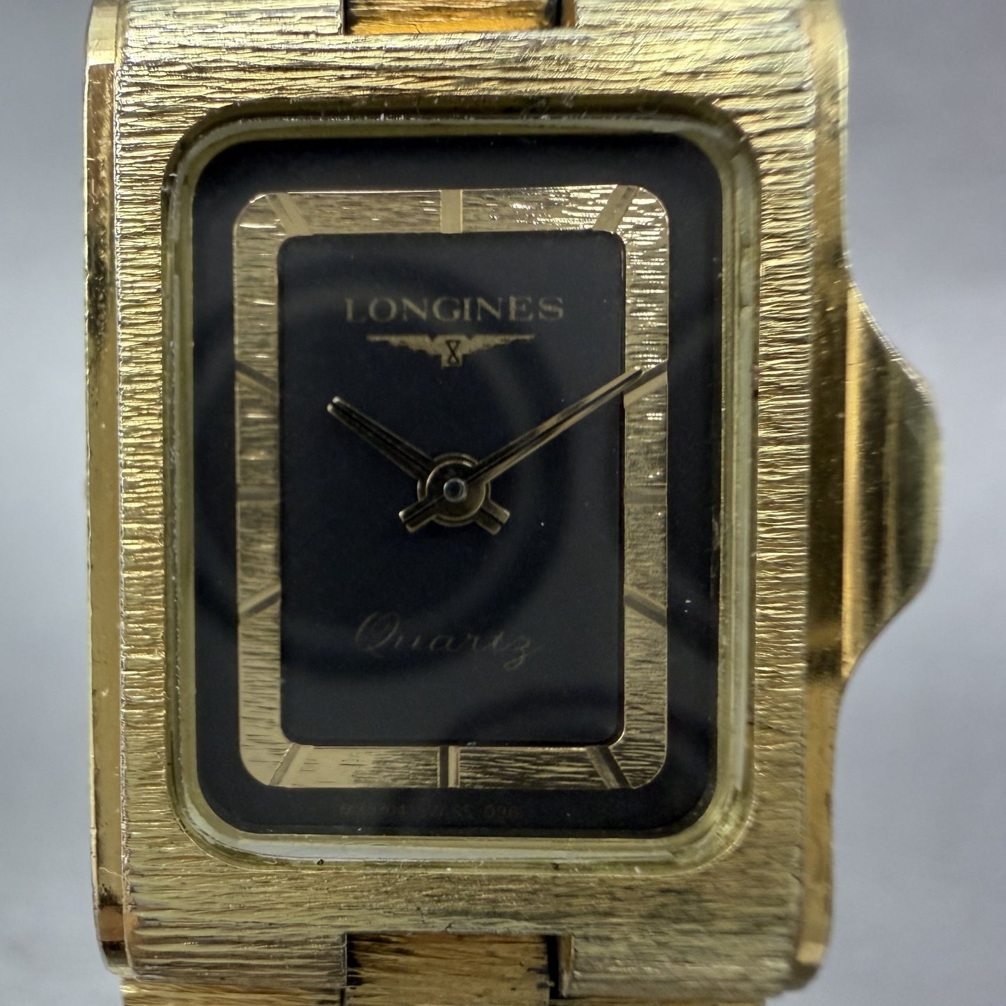 Longines Tank Watch Women 17mm Black Dial Gold Tone Rectangle New Battery1