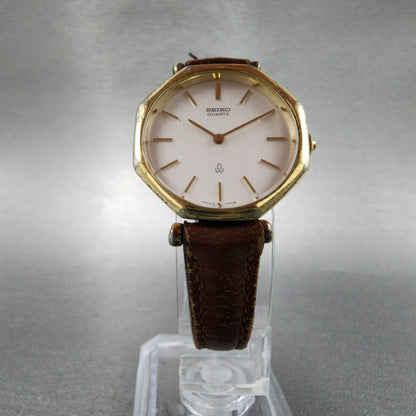 Seiko Watch Women 24mm White Dial Gold Tone Octagon 16-0150 New Battery