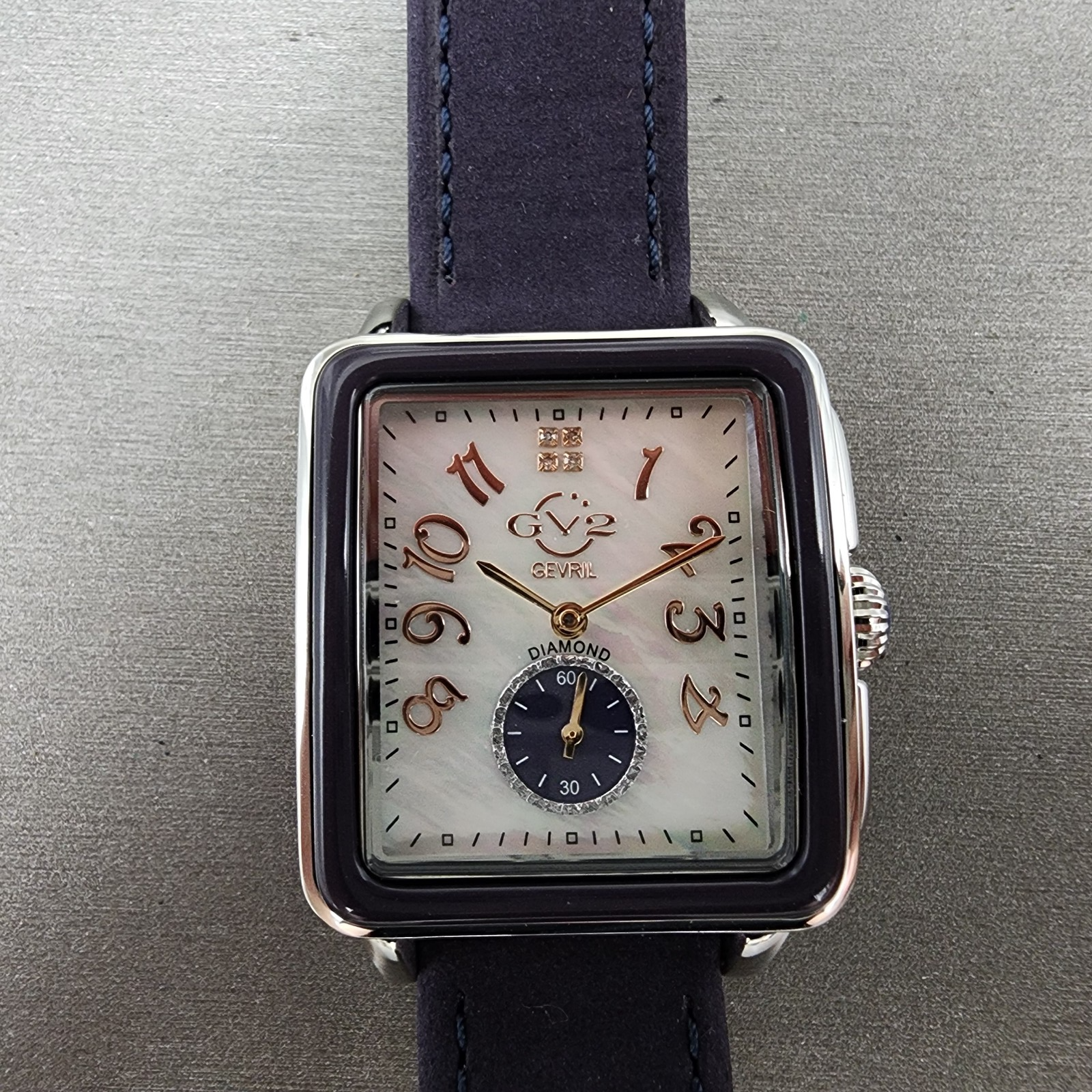 Gevril GV2 Bari Viva Tank Watch Women 32mm MOP Dial Steel Diamond Rectangle 92600