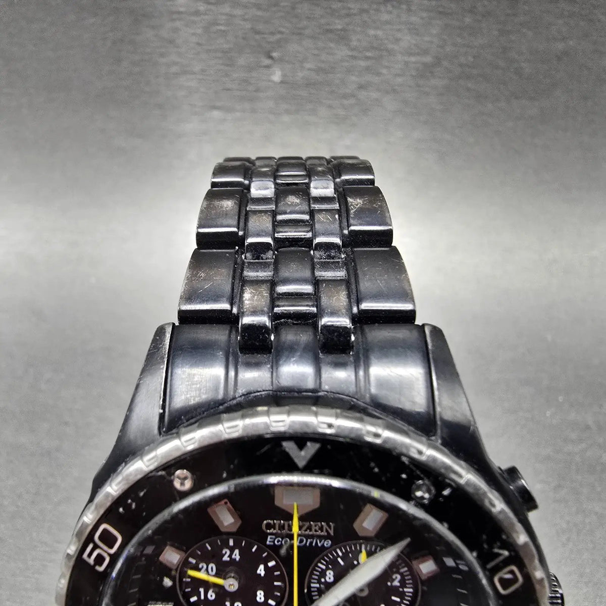 Citizen Eco-Drive Chronograph Watch Men 43mm Black Dial Steel Date Round Works4
