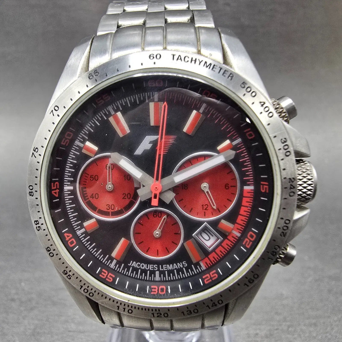 Jacques Lemans Formula 1 Chronograph Watch Women 36mm Black Dial Steel New Batt0