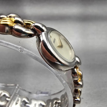 Seiko Watch Women 18mm Ivory Dial Silver Tone Round Y150-0M69 New Battery VTG3