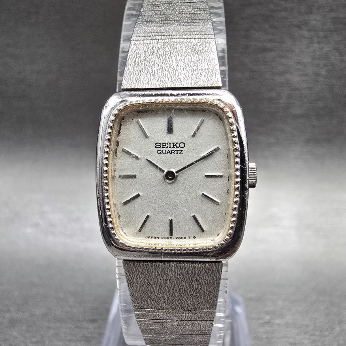 Seiko Watch Women 18mm Silver Dial Silver Tone Rectangle 2320-6349 New Battery0