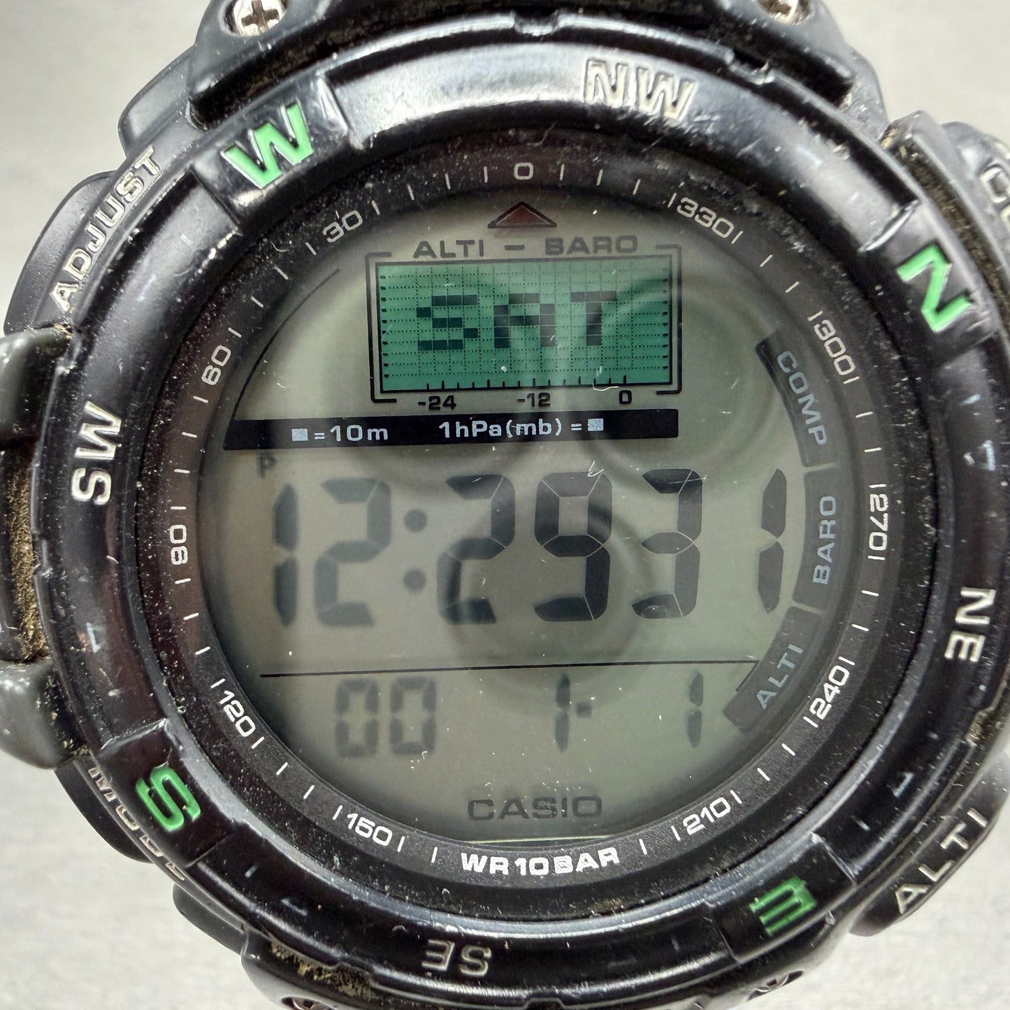 Casio Protrek Watch Men 54mm Black Triple Sensor Daydate Digital  PRG-40SJ Works1