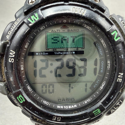 Casio Protrek Watch Men 54mm Black Triple Sensor Daydate Digital  PRG-40SJ Works1