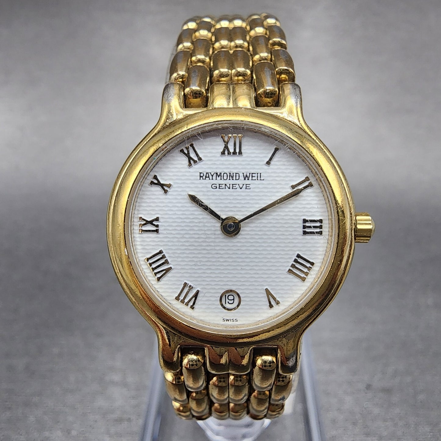 Raymond Weil Watch Women 24mm White Dial Gold Plated Date 9946 PARTS0