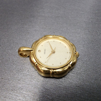 Seiko Necklace Watch Women 21mm Champagne Dial Gold Tone 1f210a10 New Battery3