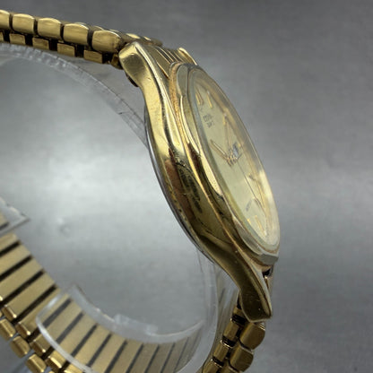 Citizen Watch Men 34mm Champagne Dial Gold Tone Daydate 5500-S24485 New Battey3