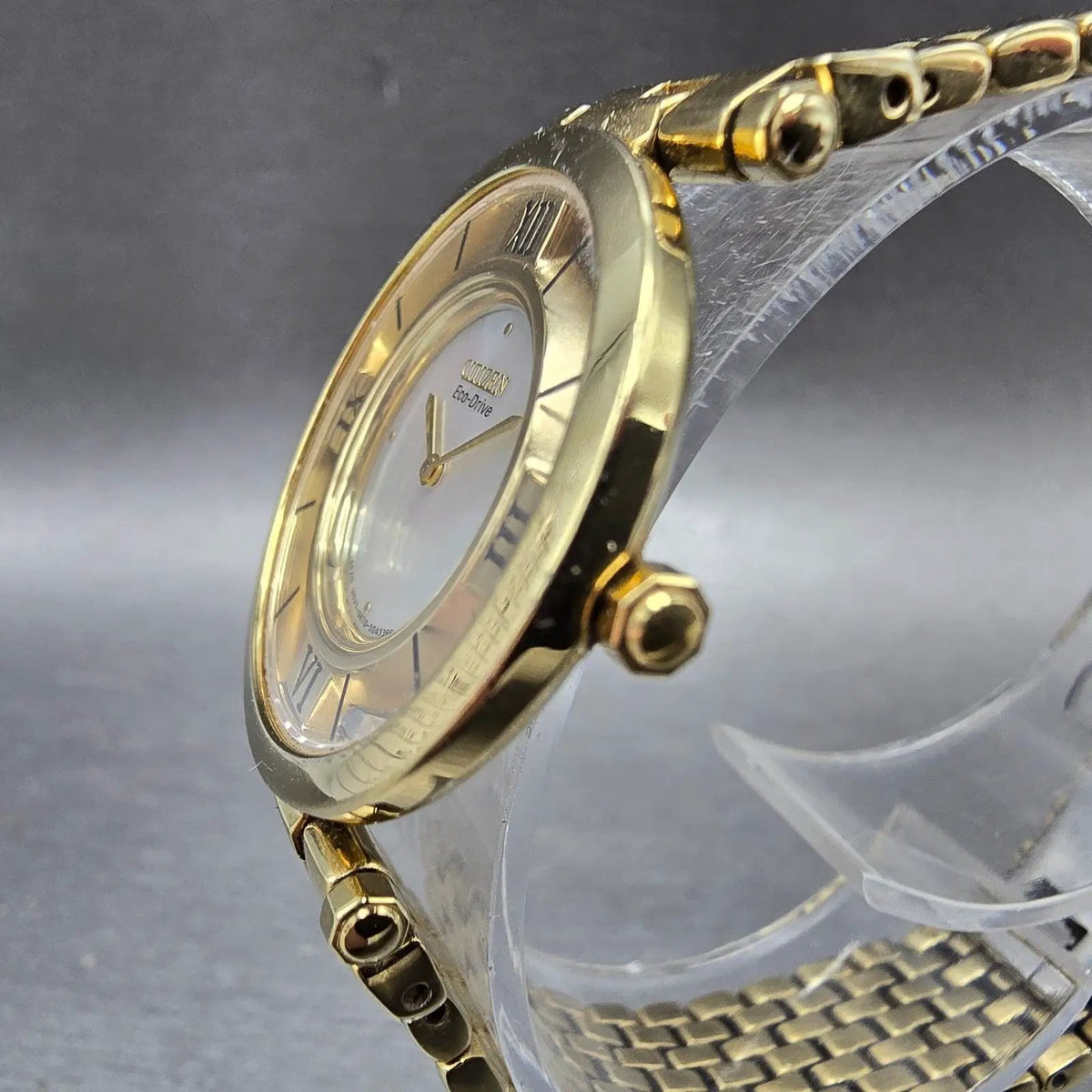 Citizen Eco-Drive Stiletto Watch Women 28mm MOP Dial Gold Round EG3082-50D Runs2