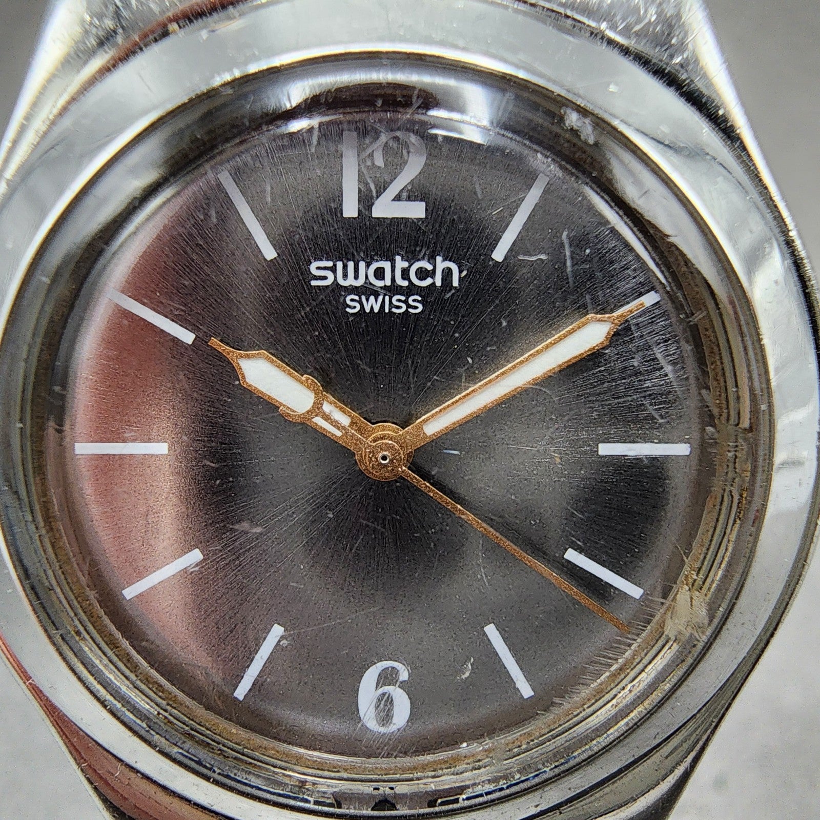 Swatch Irony Watch Women 23mm Gray Dial Stainless Steel Round New Battery1