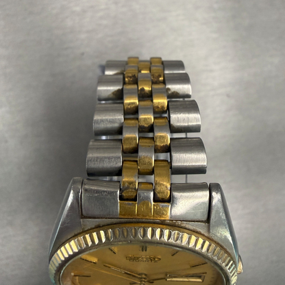 Seiko President Watch Men 35mm Gold Dial Two Tone Daydate 5Y23-8A60 New Battery4