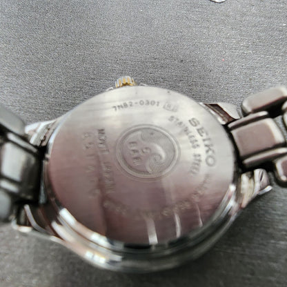 Seiko SQ 50 Watch Women 25mm White Dial Two Tone Date 7n820301 New Battery10