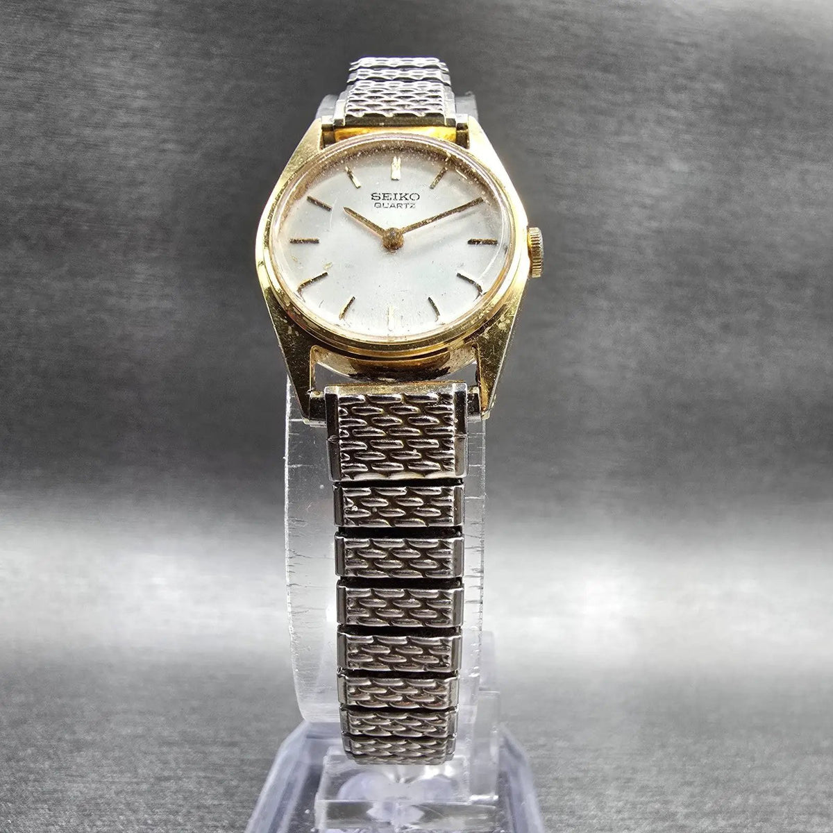 Seiko Watch Women 19mm White Dial Gold Tone Round 5420-0099 New Battery Vintage5