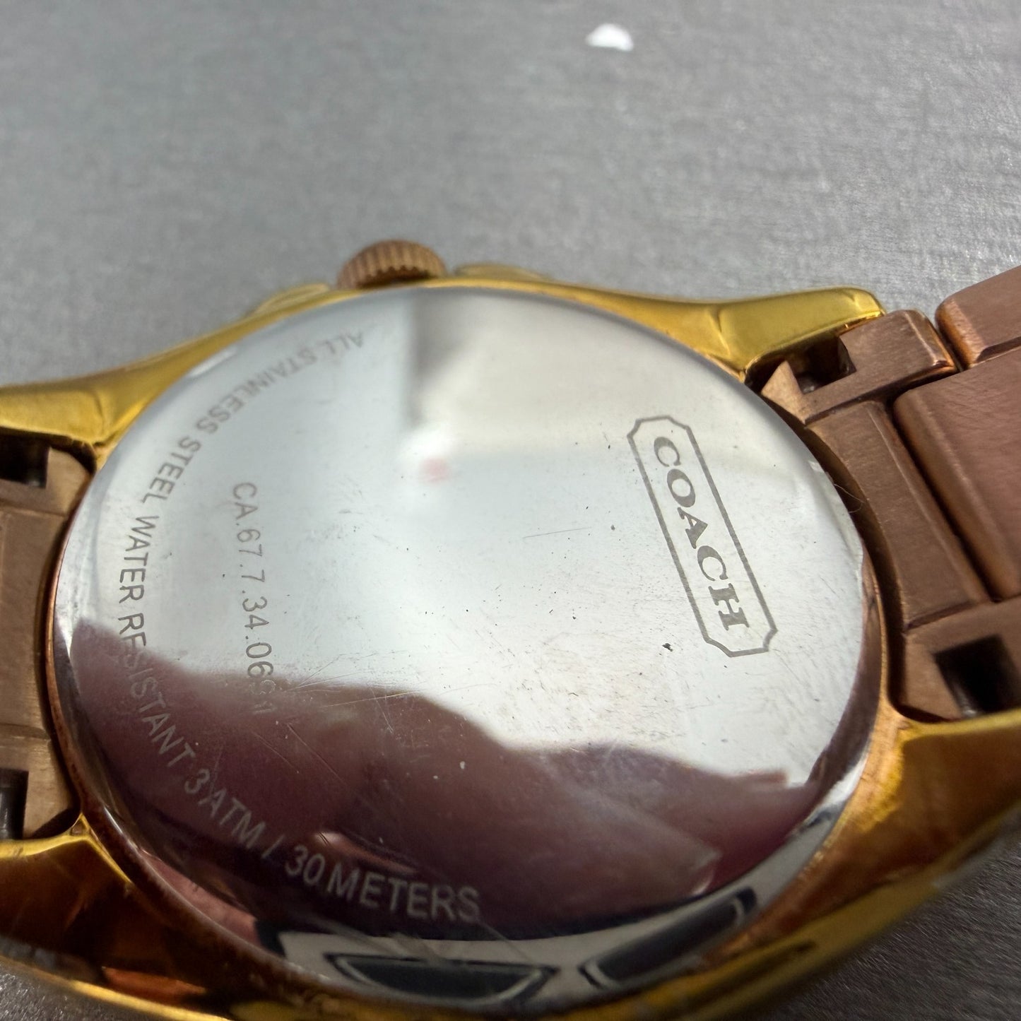 Coach Tristen Watch Women 33mm Silver Dial Rose Gold Tone Round New battery10
