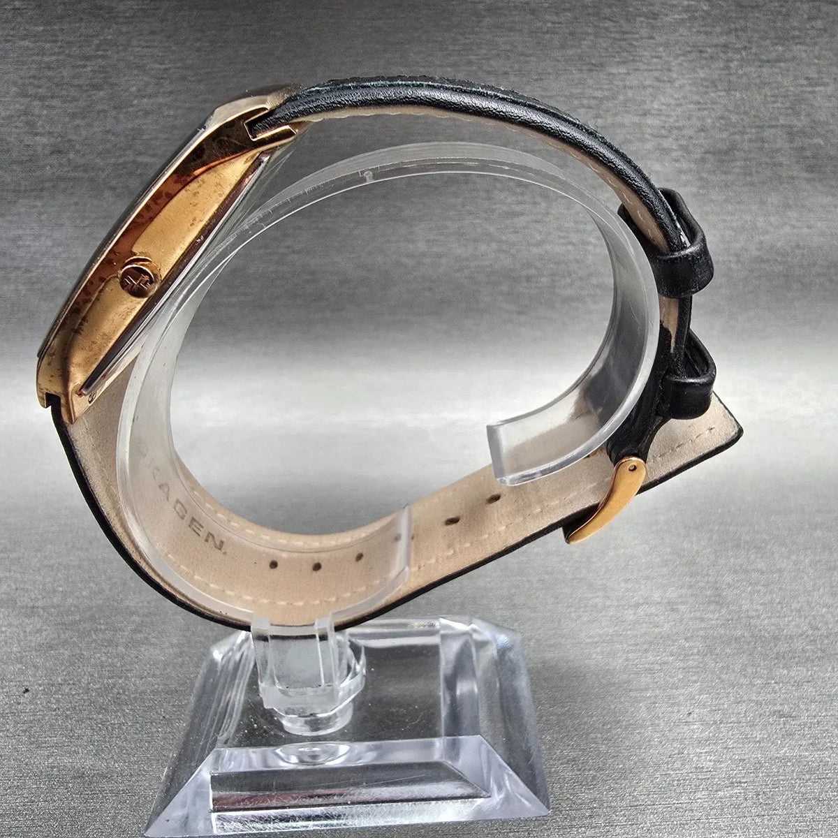 Skagen Watch Men 33mm Black Dial Rose Gold Date Rectangle 984LRLB New Battery6