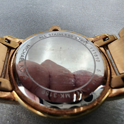 Michael kos Watch Women 34mm Rose Dial Rose Gold Tone Round MK3159 New Battery9