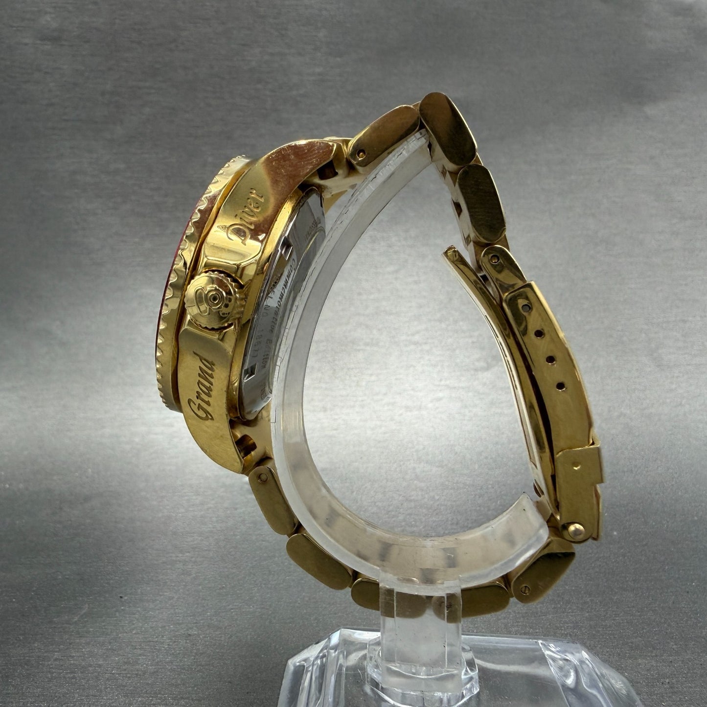 Invicta Grand Diver Watch Women 37mm Red Dial Gold Tone Date Round Automatic6