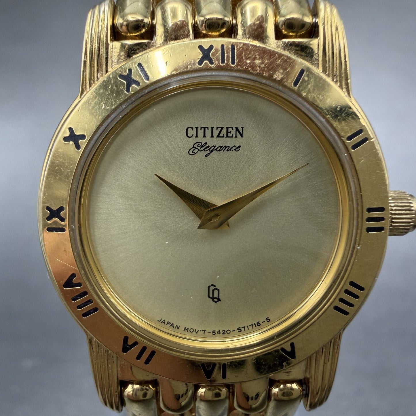 Citizen CQ Watch Women 22mm Champagne Dial Gold Tone Round 5420-S26003 New BattA1
