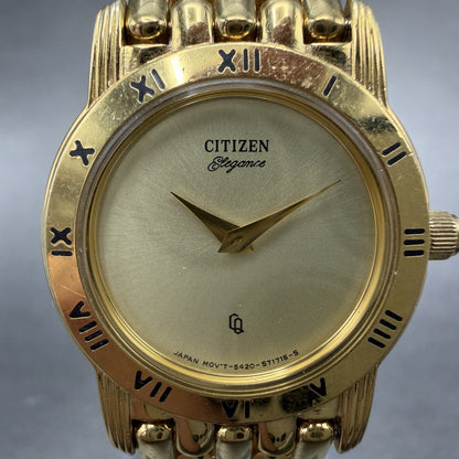 Citizen CQ Watch Women 22mm Champagne Dial Gold Tone Round 5420-S26003 New BattA1
