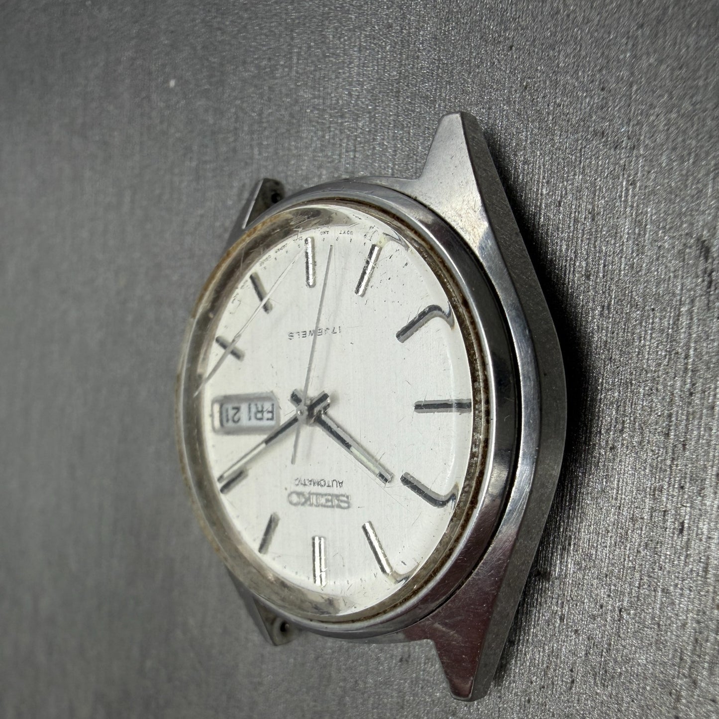 Seiko Automatic Watch Men 36mm Silver Dial Silver Tone Daydate 6309-7159 PARTS4