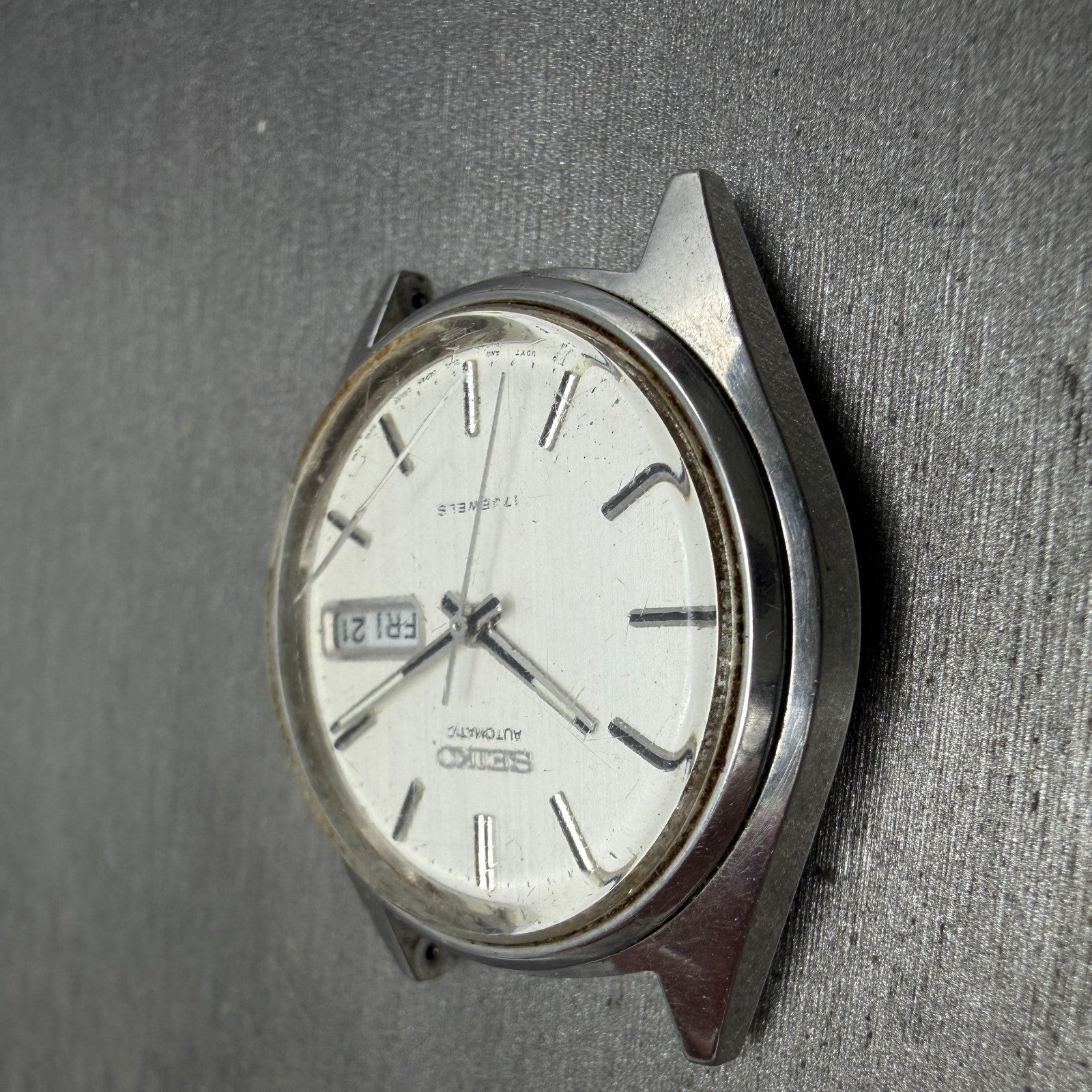 Seiko Automatic Watch Men 36mm Silver Dial Silver Tone Daydate 6309-7159 PARTS4