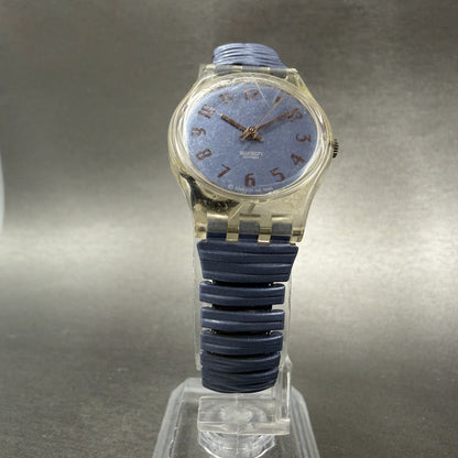 Swatch Watch Women 24mm Purple Dial Clear Case Round Vintage New Battery5