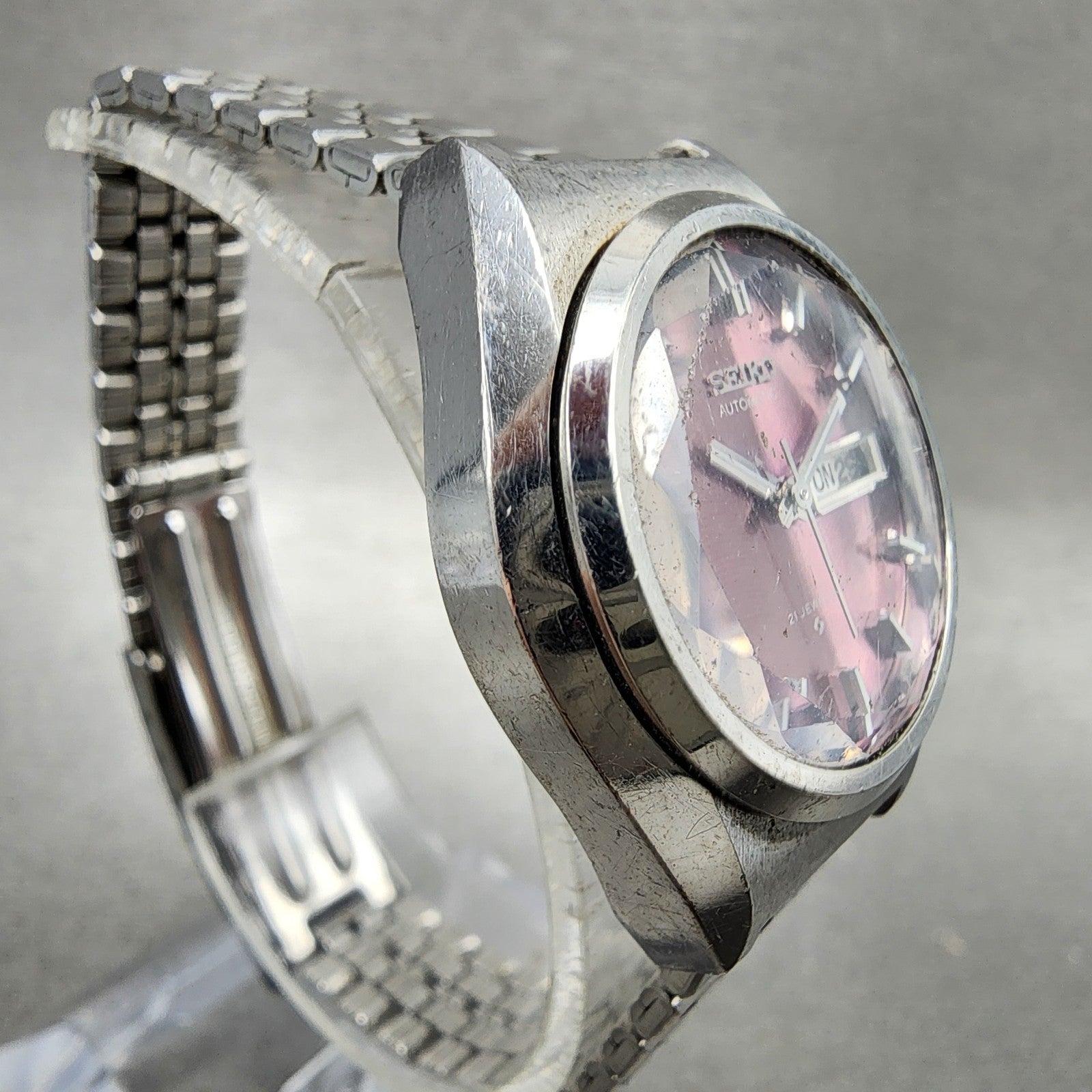Seiko Automatic Watch Women 26mm Pink Dial Silver Tone Daydate 27060340 PARTS4