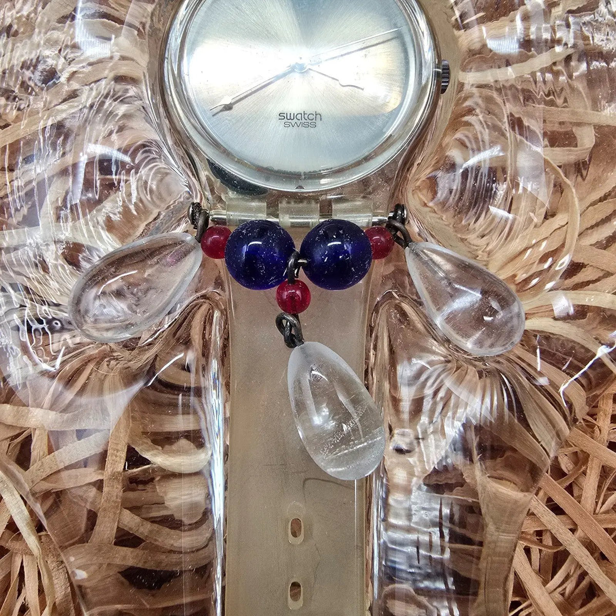 Swatch Chandelier Watch Men 34mm Silver Dial Clear GZ125 New Battery NOS Crate4