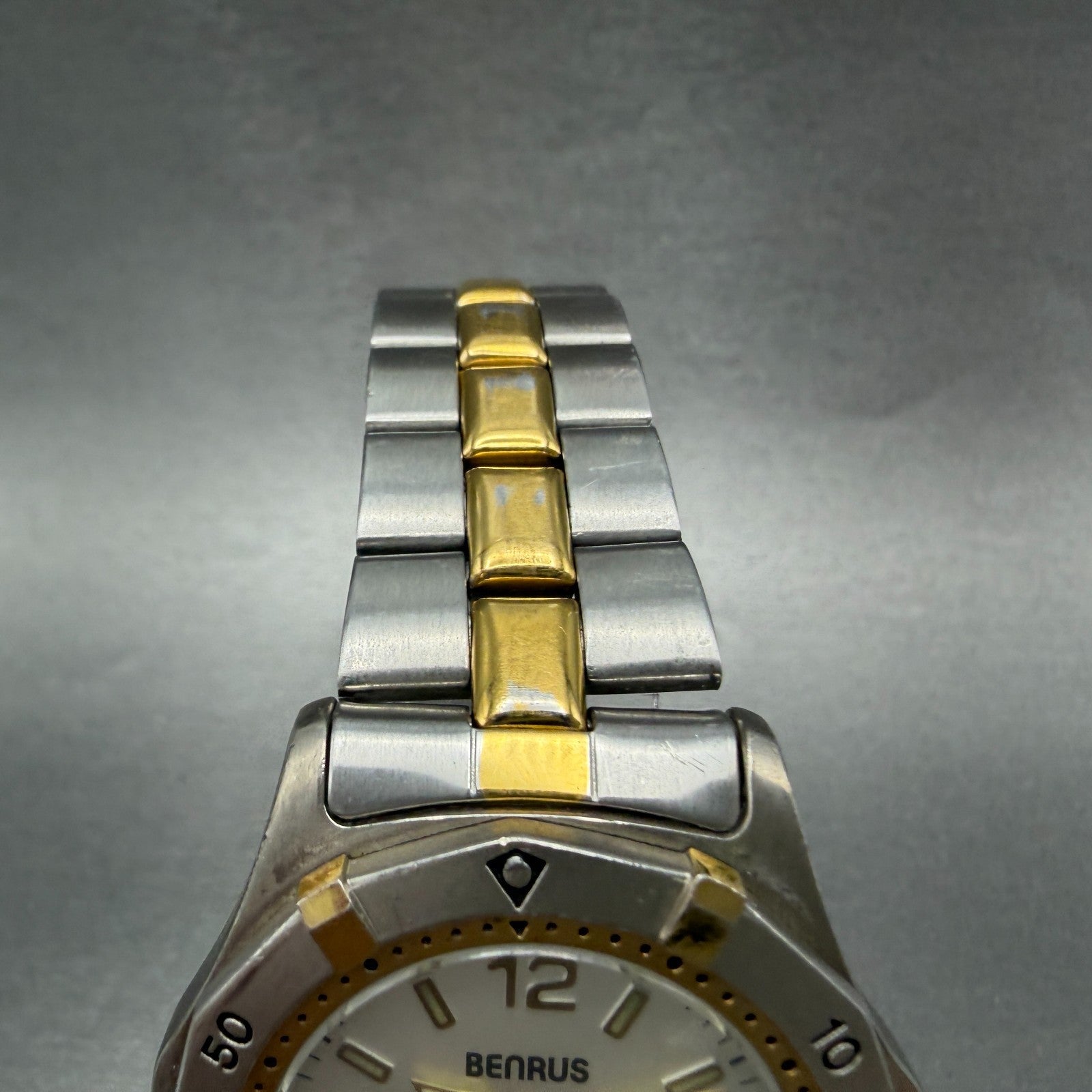 Benrus Dive Watch Men 37mm Silver Dial Two Tone Daydate Round New Battery4