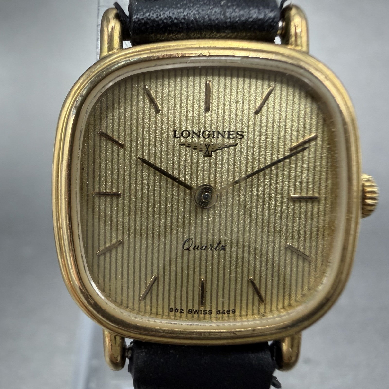 Longines Watch Women 21mm Gold Dial Gold Tone Rectangle 6469 New Battery1