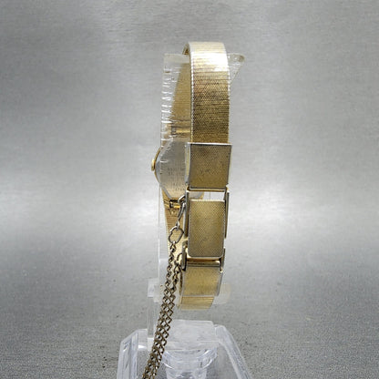 Seiko Watch Women 17mm Gold Dial Gold Tone Oval 14005219 New Battery VTG7