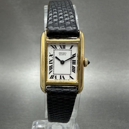 Seiko Tank Watch Women 17mm White Dial Gold Tone 14008069 New Battery VTG0
