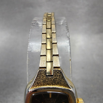 Citizen CQ Watch Women 17mm Black Dial Gold Tone Square 5920S49780 New Battery4