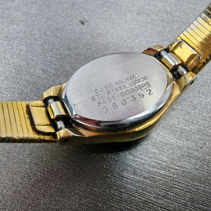 Seiko Watch Women 17mm Champagne Dial Gold Tone Round 54210039 New Battery9